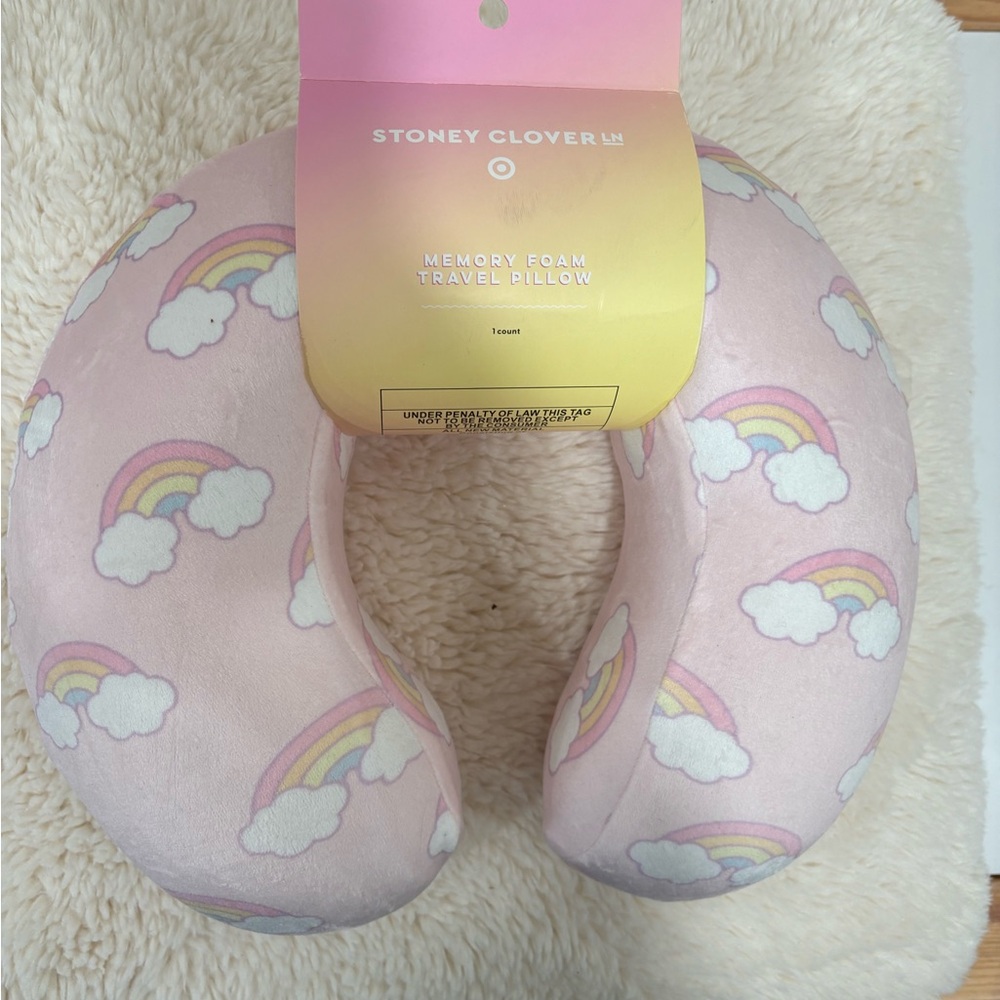 Stoney Clover Lane Pink Rainbow Travel Pillow